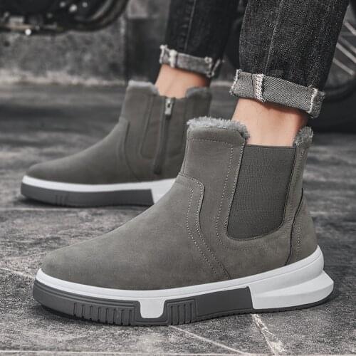 Warm Winter Men Ankle Boots Men Outdoor Walkin Footwear Winter Casual Shoes Men Plus Velvet High Top Snow Boots for Men Shoes