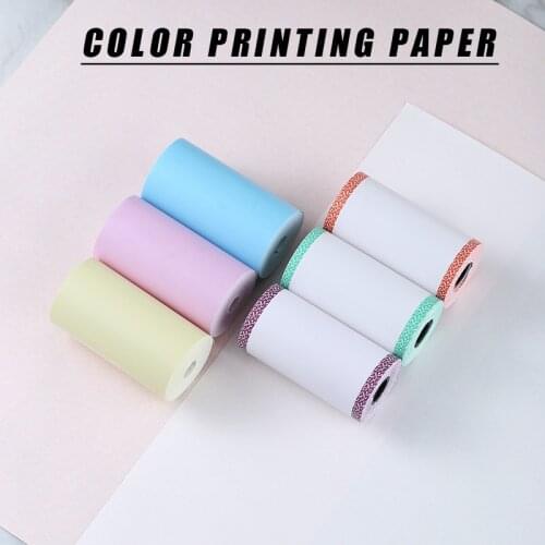 3 Rolls Thermal Print Paper 57*30mm Self-adhesive Sticker Thermal Fax Paper For PeriPage Printer Colorful Cash Register Paper