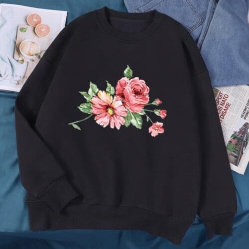 Hip-hop High Quality O-Neck hoodies top woman Women fall winter cute Flowers sweatshirts Vivid print Streetwear tracksuits S-XXL