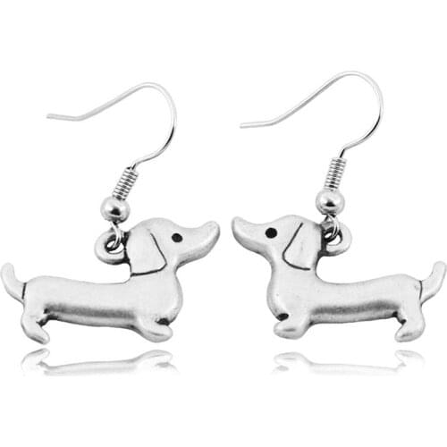 Vintage Hippie Dachshund Drop Earrings Boho Chic Dog Charms Long Earrings For Women Earings Fashion Jewelry Brinco Pendientes