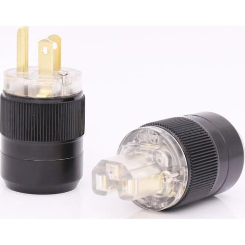 High quality Gold Plated transparent US AC Power Plug hifi IEC Female Connector DIY Power cable