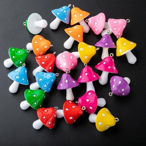 YEYULIN 10pcs Cute 3D Mushroom Earring Resin Charms DIY Decoration Pendants For Necklace Keychains Bracelet Jewelry Accessories