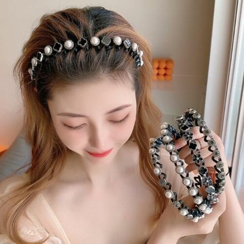 5 Styles Simulation Pearl Flower Beads Hairbands Women Hair Accessories Korean Handmade Flower Hoops Headband Wedding Ornaments