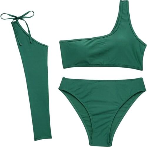 Womens Sexy Solid Color Green One Piece Swimsuits for Women Backless Beachwear Swimwear Bathing Swimming