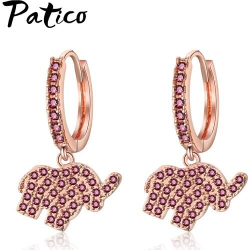 Unique Design 925 Sterling Silver Elephant Drop Earring Elegant Cubic Zircon Dangle Earrings For Women Party Eardrop Jewelry