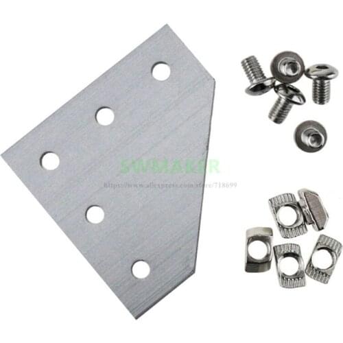 1 set T Slot L Shape 90 degree Joining Plate with M5x8 Hex Screw T nut for 2020 v-slot Aluminum Profile 3D Printer CNC machine