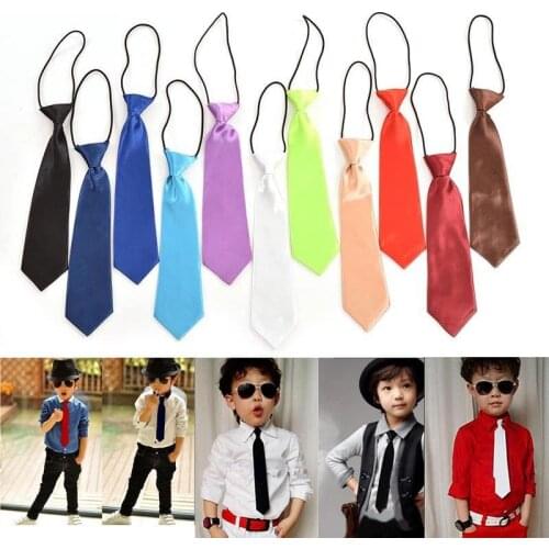 1PC Boy Tie Kids Baby School Boy Wedding Necktie Neck Tie Elastic Solid Colour Stain Wholesale