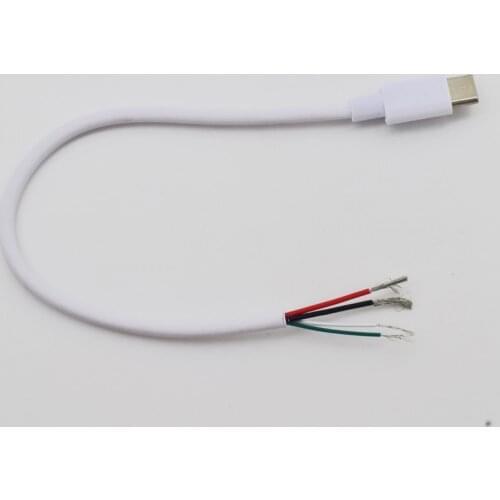 10pcs 20cm USB C Type-C Male Plug 2/4 wires Power Pigtail Cable DIY White 5A