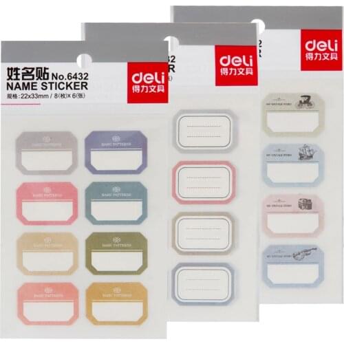 10 Packs X 6 Sheets Sticker Labels Self Adhesive Name Stickers Paper Label 22x33mm Easy To Write Deli 6432