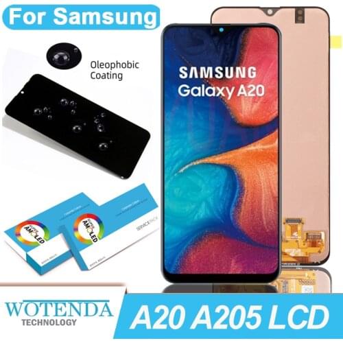 100% Original 6.4'' AMOLED Display for Samsung Galaxy A20 A205 SM-A205F Full LCD Touch Screen Digitizer Assembly Repair Parts