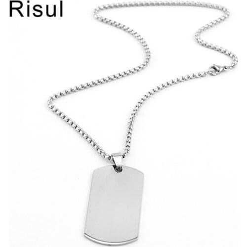 100% Stainless Steel Blank Dogtags For Men Soldier Military Pendants & Necklaces High Polished Wholesale 10pcs
