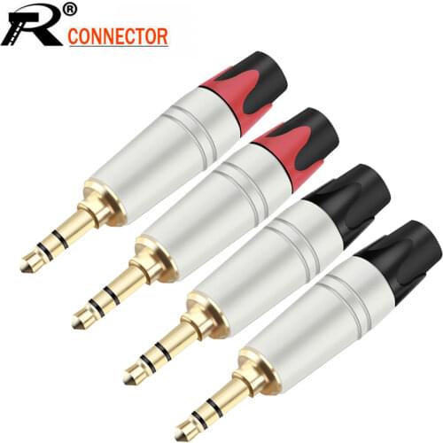 100pcs/lot 3 Poles Stereo 3.5mm Male Plug Audio Wire Connector 3.5mm Headphone Jack Stereo Plug Adapter 50 Pairs Red+Black