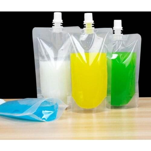1000Pcs Jelly Clear Poly PE Doypack Storage Bag Juice Milk Liquid Empty Stand Up Plastic Spout Pack Pouch 100ml~500ml SN1281