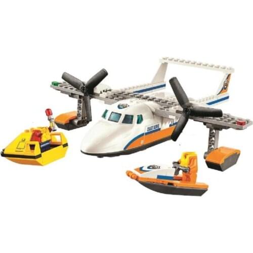 153pcs New City Coast Guard Sea Rescue Plane Boat Raft 10751 Model Building Blocks Children Toys Bricks Christmas birthday Gifts