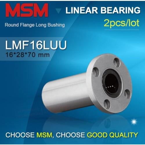 2pcs LMF16LUU Long Type Round Flange Linear Bearing Double Wide dr16 D28 L70 Sliding Bushing 16mm Shaft Guide SMF16GWUU/LHFRW16