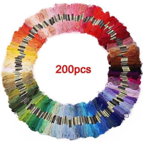 200 skeins of multicolored yarn for cross needle embroidery Crocheting