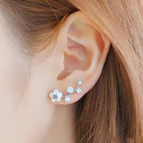 2020 Crystal Earrings for Women Pearl Women Branch Shell Pearl Flower Stud Earrings Female Women Earrings Christmas Party Gifts