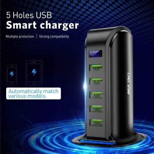 5 Port USB Charger Multi USB Charging Station Dock Desktop Wall Home LED Display Universal Chargers EU US UK Plug USB Charger