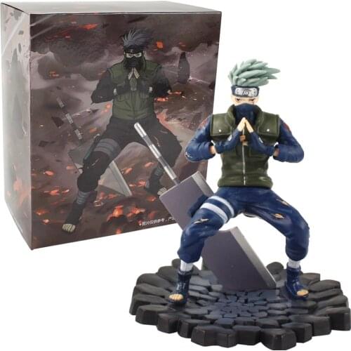 14cm Naruto Shippuden Anime Hatake Kakashi with Sword Weapoon Squat Down Ver. PVC Action FIgure Cartoon Model Toy Kids Gift