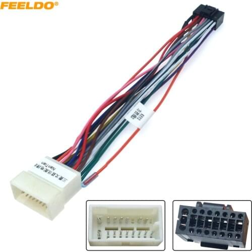 FEELDO Car Radio Stereo 16PIN Wiring Harness Adaptor For Mitsubishi Galant Audio Power Calbe Plug Head Unit Harness #HQ6385