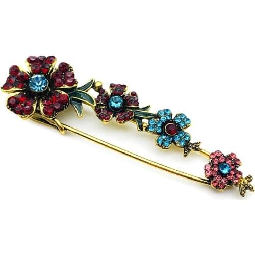 Fashion Flower Big Brooches Rhinestone Vintage Sweater Coat Cardigan Brooch Pin Women Clothing Decoration