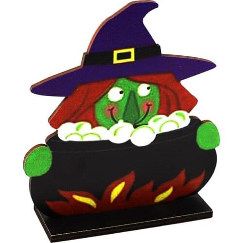 Halloween Wooden Pendant New Halloween Pumpkin Skull Spider Bats Party Scene Decoration ALS88