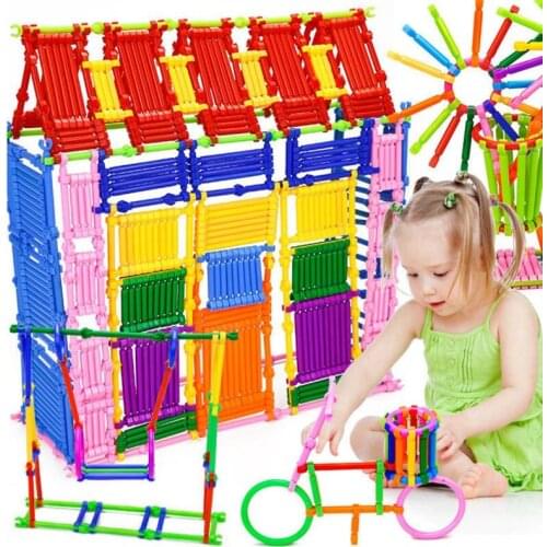 256Pcs Baby Plastic Intelligence Sticks Educational Building Blocks Toys Handmade DIY Montessori Baby Early Learning Gifts