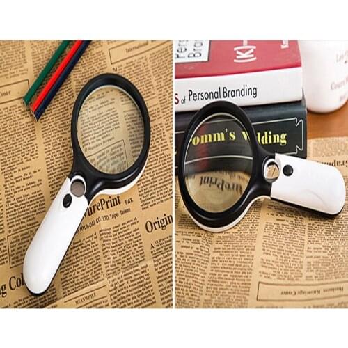 Double Lens With 3 Led Lights Racket Handheld High Reading Plastic With Light Magnifying Glass