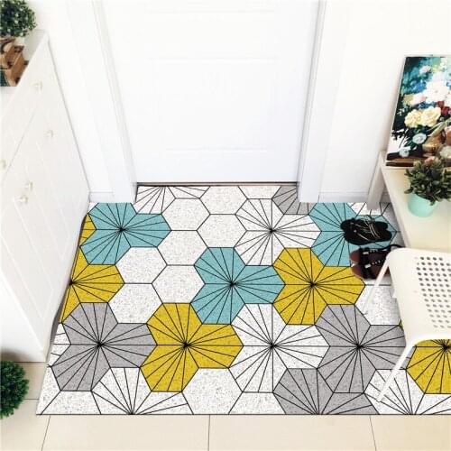 Geometric Silk Free Cutting Porch Entrance Doormat Hallway Bath Non-Slip Carpets Area Rugs Mud-removing Sand-stripping Floor Mat