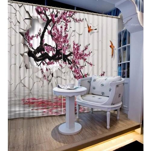 Creative The Living Room Bedroom Curtains beautiful flower Curtains For Window Home Decor broke wall Blackout Drapes