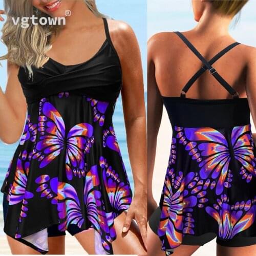2022 New Plus Size 5XL 6XL Swimwear Women Tankini Tummy Control Swimwear Tank Top Print Swimsuit With Shorts Maillot De Bain