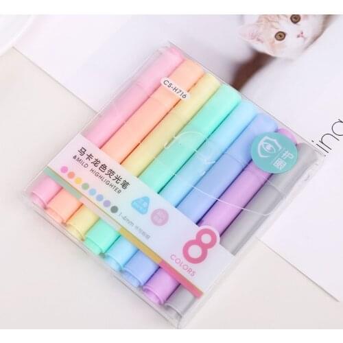 2021 New 8pcs/set Creative Fluorescent Pen Highlighter Pencil Candy Color Drawing Marker