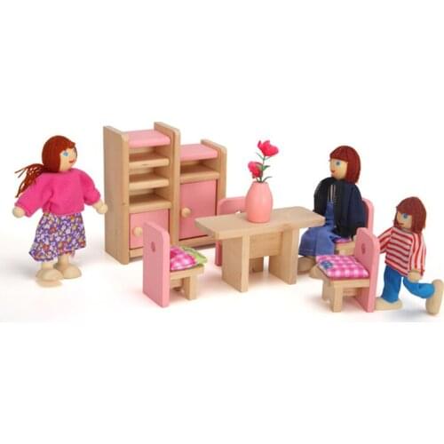 Mini Delicate Wooden Dollhouse Furniture Toys Miniature For Children Pretend Play Bedroom Kitchen 6 Room set Dolls Toys Gifts