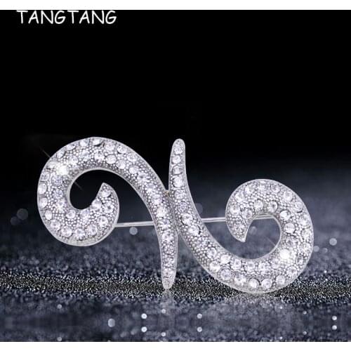 TANGTANG Men Brooch Rhodium Plating Rhinestone Unique Brooch Design Wedding Accessory Jewelry Pin Brooch Wholesale And Retail