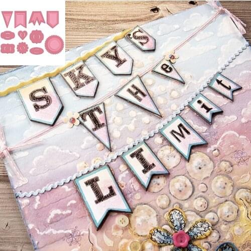 11pcs/set Layered Triangle Circle Banner Crown Heart Geometry Pattern Metal Cutting Dies Set DIY Scrapbooking Making Template