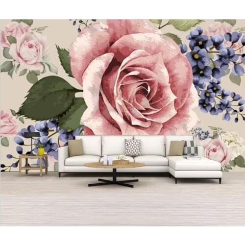Rose Flower Wall Mural Wallpaper European Oil Painting Floral Fresco Living Room Wall Decor Photo Wall Paper Home Improvement
