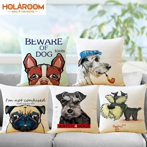 Pug Dog series Cushion Cover French Bulldog Pillowcase Cotton Linen Cushion Covers Car Sofa Pillows Cover Home office Decorative
