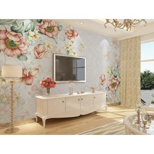 Custom papel de parede floral nostalgic floral murals for the living room bedroom TV background waterproof vinyl wallpaper