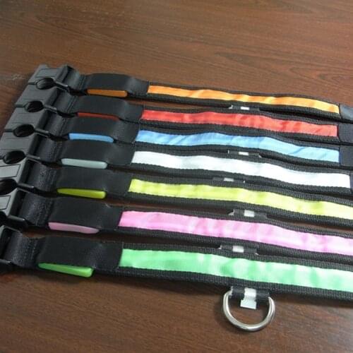 Wholesale 200Pcs/Lot Pets Dog Adjustable LED Lights Flash Night Safety Nylon Collar Waterproof S M L XL