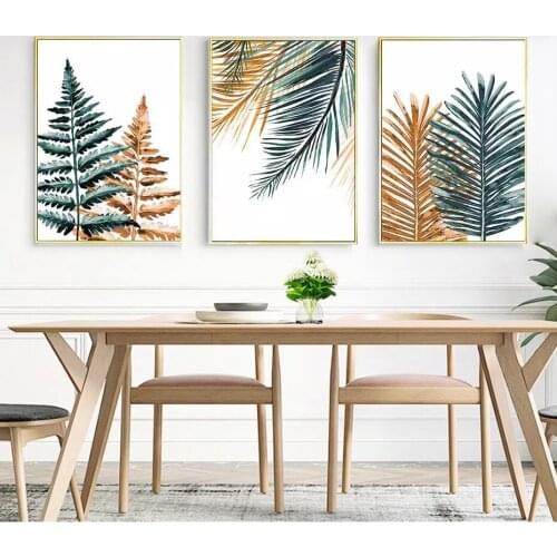 Colorful Palm Leaf Plant Tropical Wall Art Print Poster Canvas Painting Mural Living Room Kitchen Home Decor Frameless