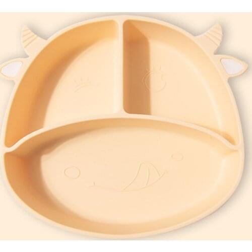 Toddler Divided Plate 4 Cells Non-slip Silicone Food Container Tray Soft Microwave Dishwasher Safe for Babies Kids HY99