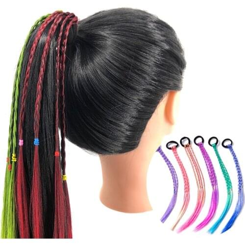 Adult childrens colorful hair rope gradient wig braid rubber band hair ring dirty braid twist braid performance hair accessorie