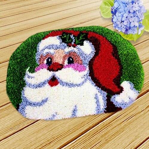 Christmas Latch Hook Cushion Pillow Socks with gift Embroidery Rug Kits Carpet Handmade Unfinished Needlework Crocheting Rug Mat