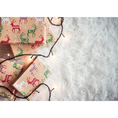 Christmas Gifts String Light Fur Photographic Background Customized Backdrop for Children Baby Pets Toy Photoshoot Photo Studio