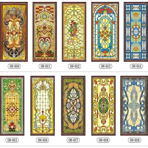 Window European Church Self-Adhesive Glass Sticker Color Retro Bathroom Decoration Film Shading Anti-Peep Sunscreen Window Paper