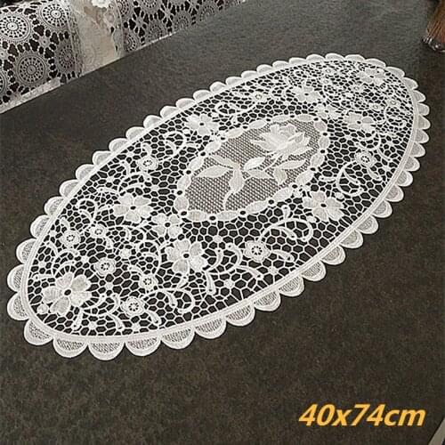 Nordic White Hand Crochet Oval Cutlery Tablecloth Christmas Wedding Party Decoration Study Living Room Dining Table Cover Cloth