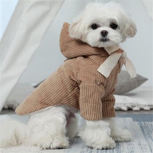 Warm Pet Coat Winter Dog Clothes Puppy Outfit Corduroy Dog Clothing Hooded Outfit Yorkshire Pomeranian Schnauzer Costume Suit