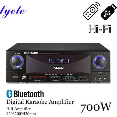 700W home amplifier power Karaoke supports Bluetooth 4.2 USB dual reverb Nine-level tone adjustment remote control 5 microphones