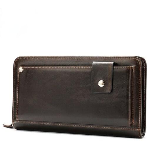 First layer cowhide large capacity clutch male RFID magnetic-proof mens wallet Long business luxury clutch purse Coin wallet