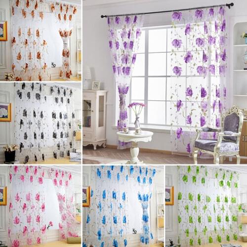 1 Pcs Luxury Sheer Curtains For Living Room Leaves Tulle Door Window Curtain Drape Panel Sheer Scarf Valances Bedroom Curtains